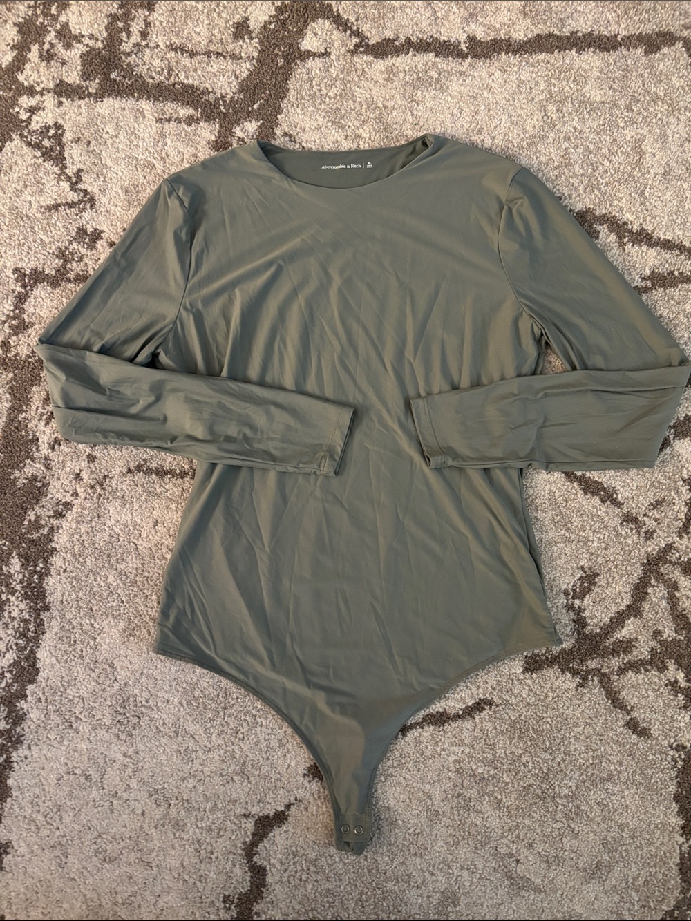 Abercrombie & Fitch - Soft Matte Crewneck Long Sleeve Bodysuit Olive Green!!